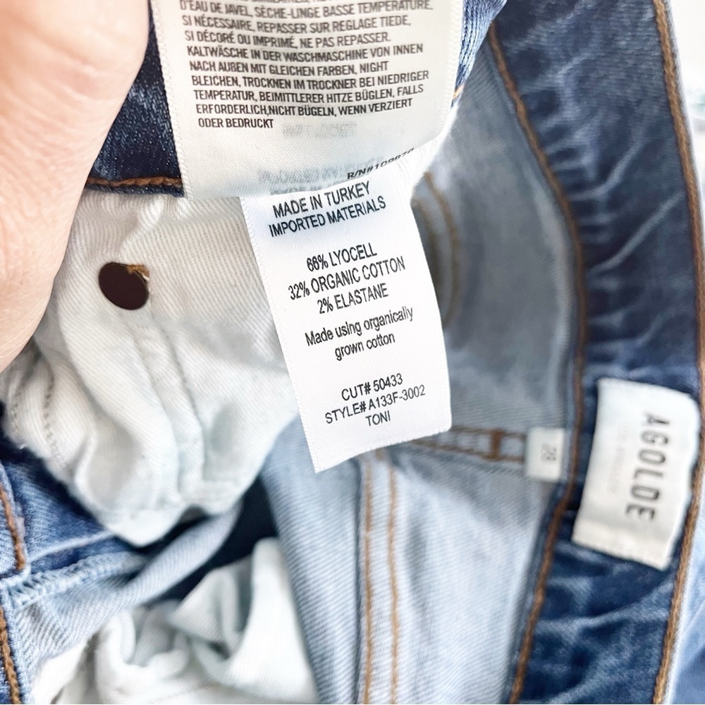 AGOLDE Toni Mid Rise Straight Leg Jeans Viewpoint Wash Distressed Denim - Picture 7 of 8